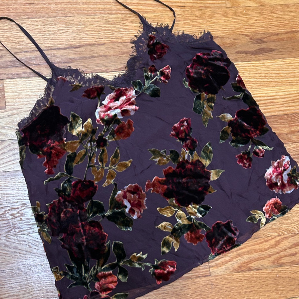 a.n.a velvet floral tank top